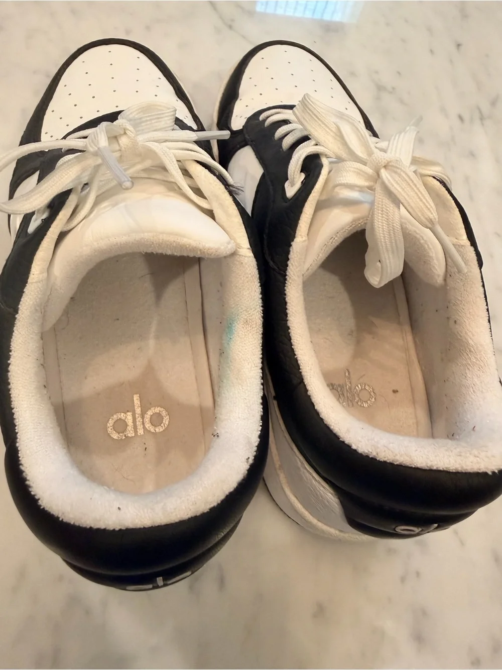 Alo Black & White Leather Sneakers